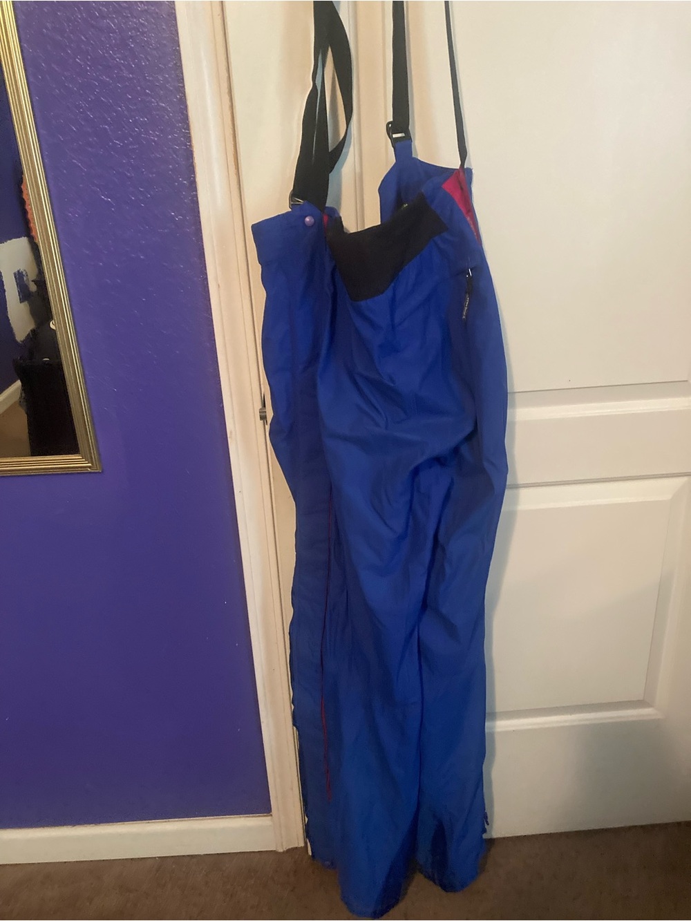 Blue Ski Bib Pants with Black Bib Panel